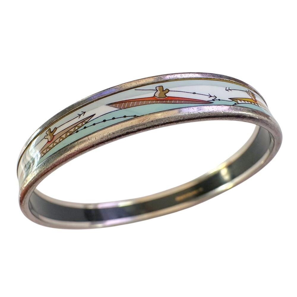 HERMES Enamel Printed Narrow Canoe Pattern Bracelet - Picture 6 of 16